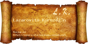 Lazarovits Kurszán névjegykártya